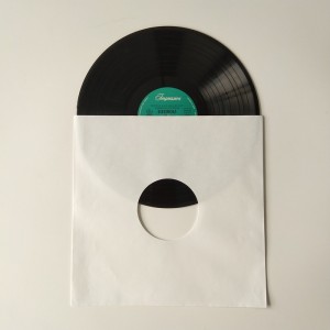 Fundas de álbum de registro de papel Kraft blanco de 12 LP con orificio central